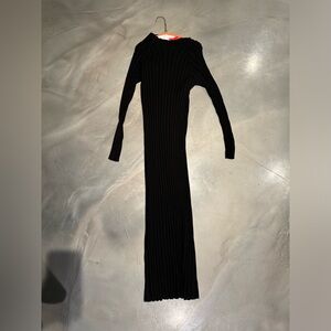 Black Ribbed Knit Dress